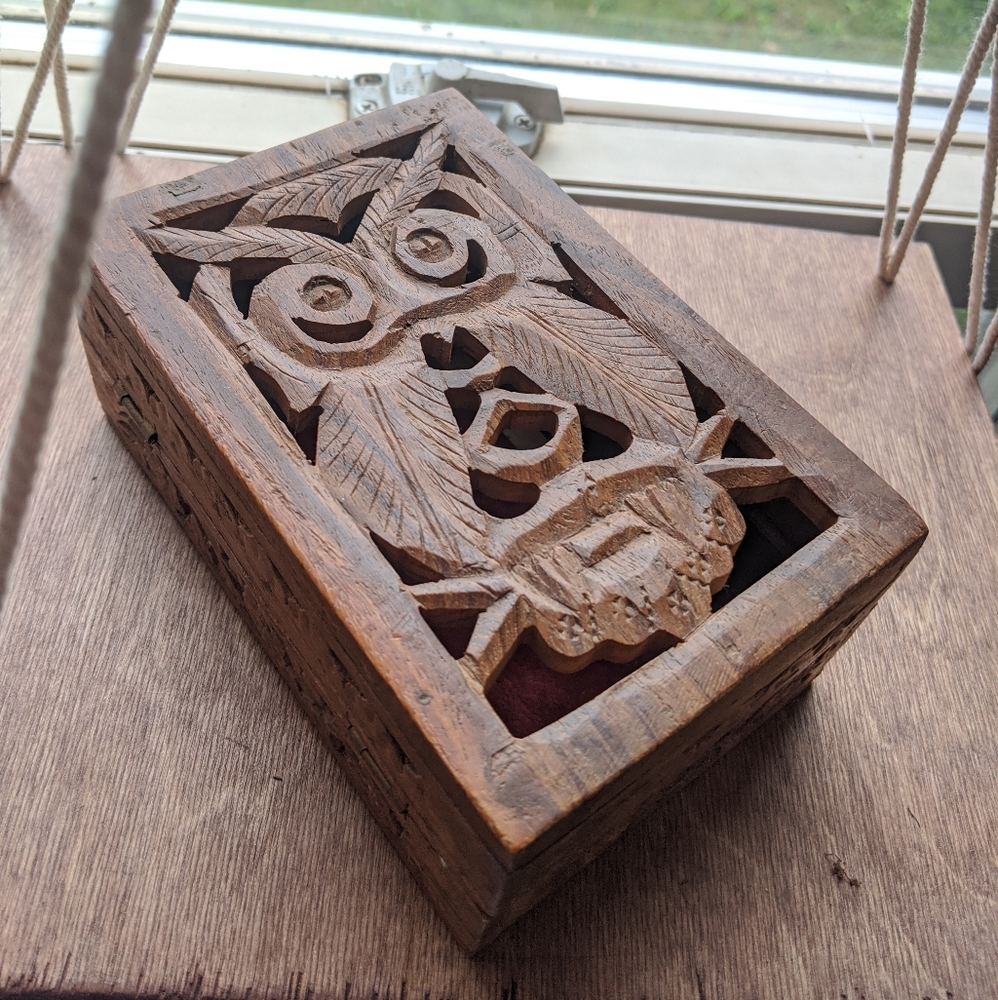 Wooden Owl Trinket Box
